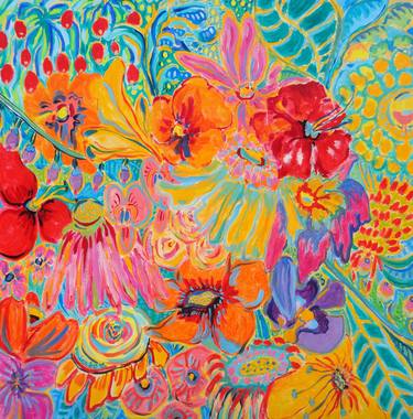 Original Abstract Floral Paintings by Misako Chida