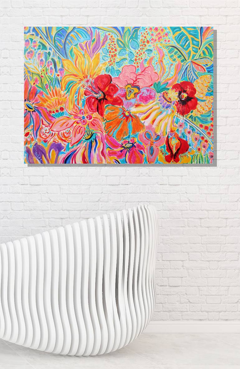 Original Abstract Floral Painting by Misako Chida