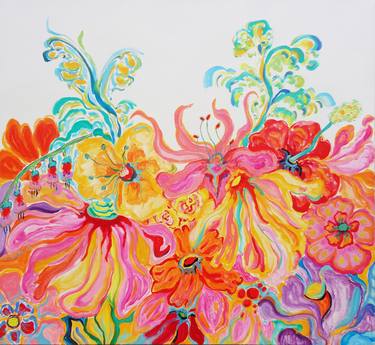 Print of Abstract Floral Paintings by Misako Chida