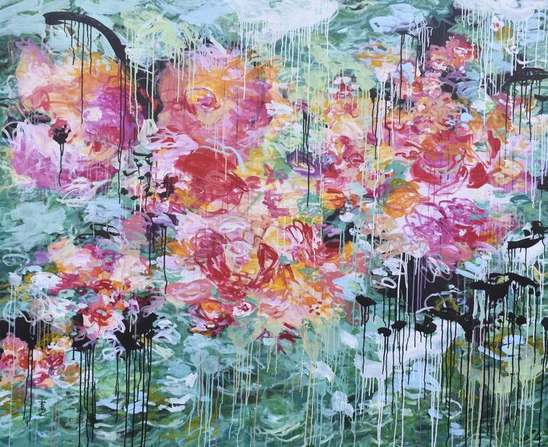 Embraced in Your Flower Bed Painting by Misako Chida | Saatchi Art