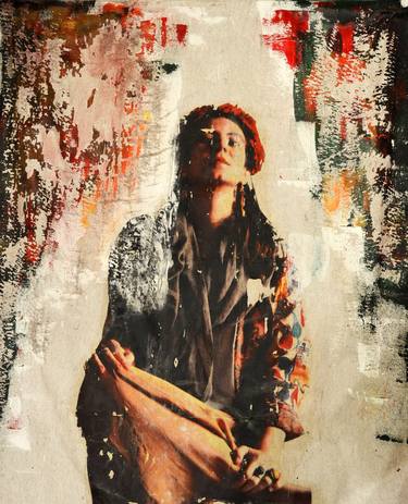 Original Expressionism Portrait Collage by Carlota Mollet