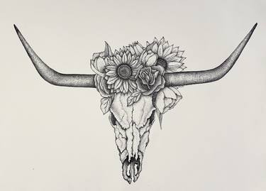 Flowered Longhorn Skull thumb