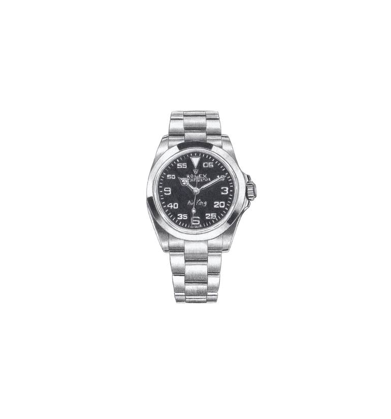 Original Fashion Drawing by Daniel Mcmahon  Photorealism Art on Paper  Rolex Air King
