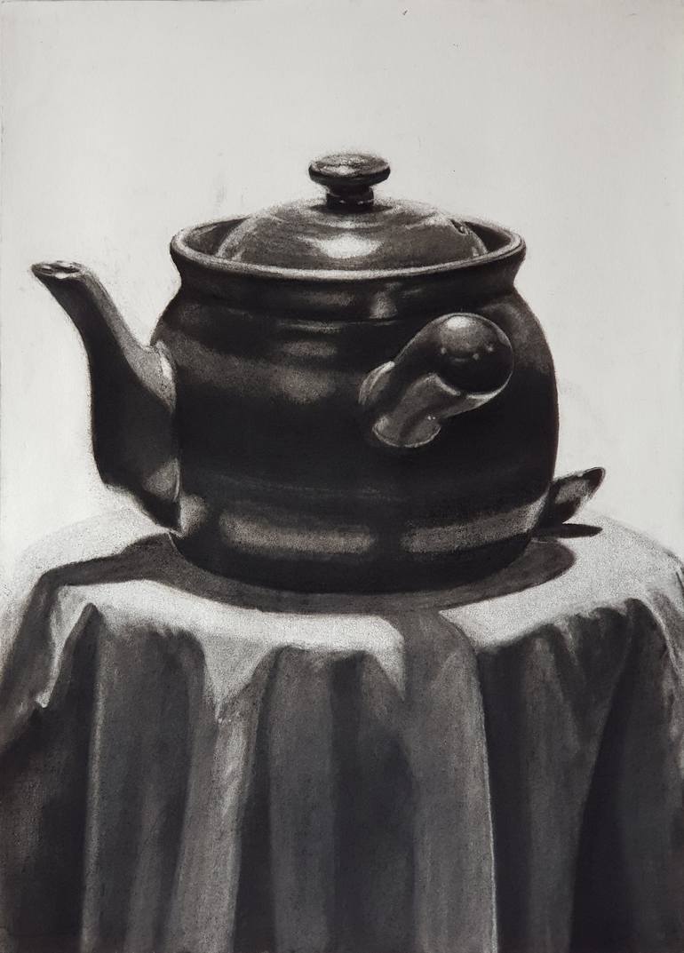 Traditional Chinese Pot Drawing by Qiandi Hong