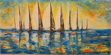 Original Abstract Sailboat Paintings by Andrea Stanic