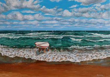 Original Contemporary Beach Paintings by LIUDMILA SIKORSKIY