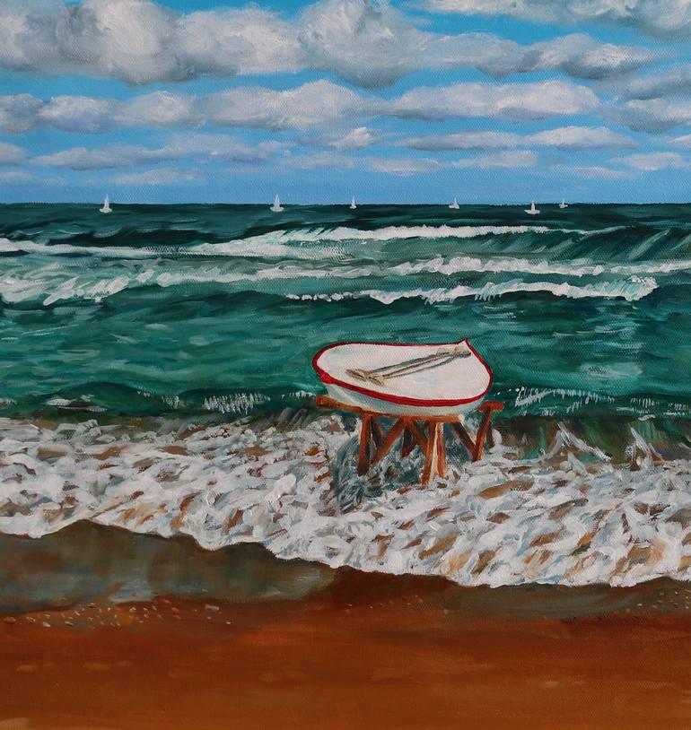 Original Beach Painting by LIUDMILA SIKORSKIY