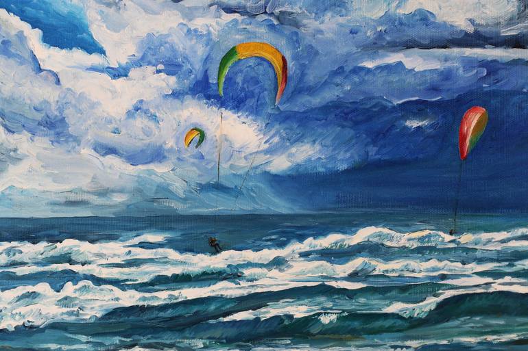 Original Expressionism Beach Painting by LIUDMILA SIKORSKIY
