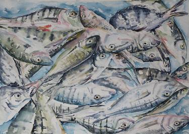 Print of Expressionism Fish Paintings by LIUDMILA SIKORSKIY