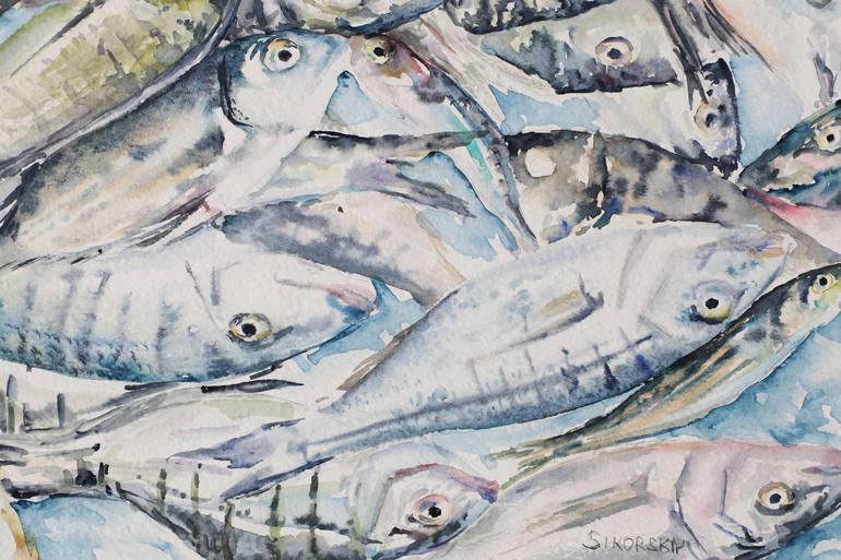 Original Expressionism Fish Painting by LIUDMILA SIKORSKIY