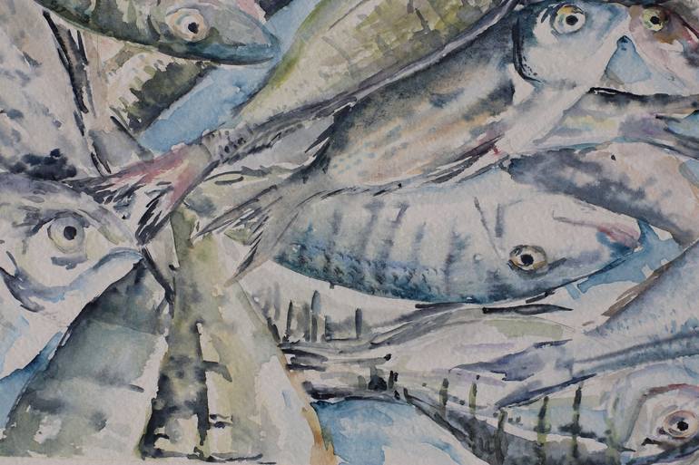 Original Expressionism Fish Painting by LIUDMILA SIKORSKIY