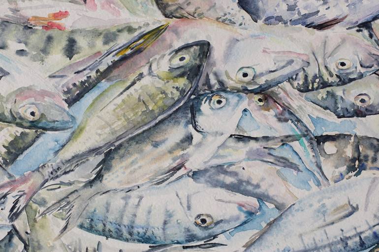 Original Expressionism Fish Painting by LIUDMILA SIKORSKIY