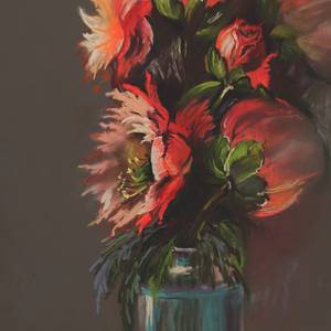 Red flowers. Soft pastel.