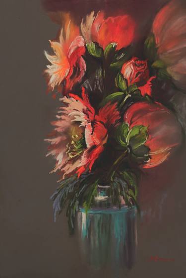 Red flowers. Soft pastel. thumb
