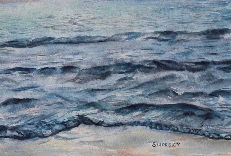 Original Impressionism Beach Painting by LIUDMILA SIKORSKIY