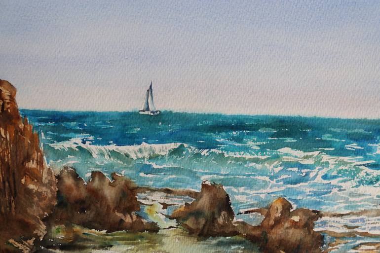 Original Impressionism Seascape Painting by Liudmila Sikorskiy