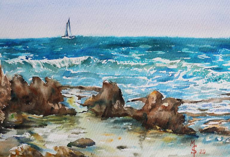 Original Impressionism Seascape Painting by Liudmila Sikorskiy