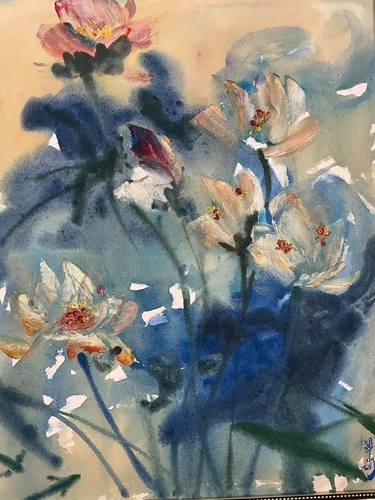 Original Expressionism Floral Paintings by Grace Chew
