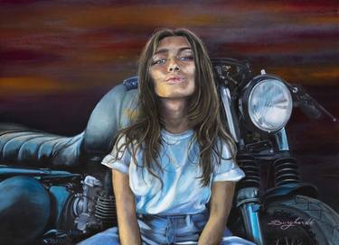 Original Realism Motorbike Paintings by Melissa Burghardt