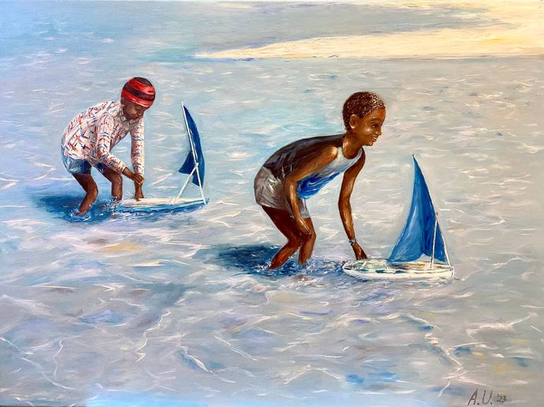 Original Figurative Kids Paintings by Aga Urbanowska