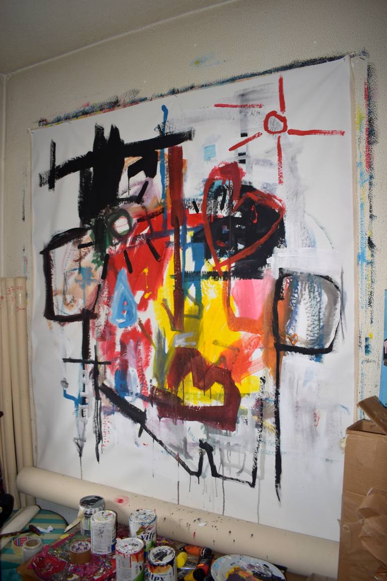 Original Abstract Expressionism Abstract Painting by Takis Pavlopoulos