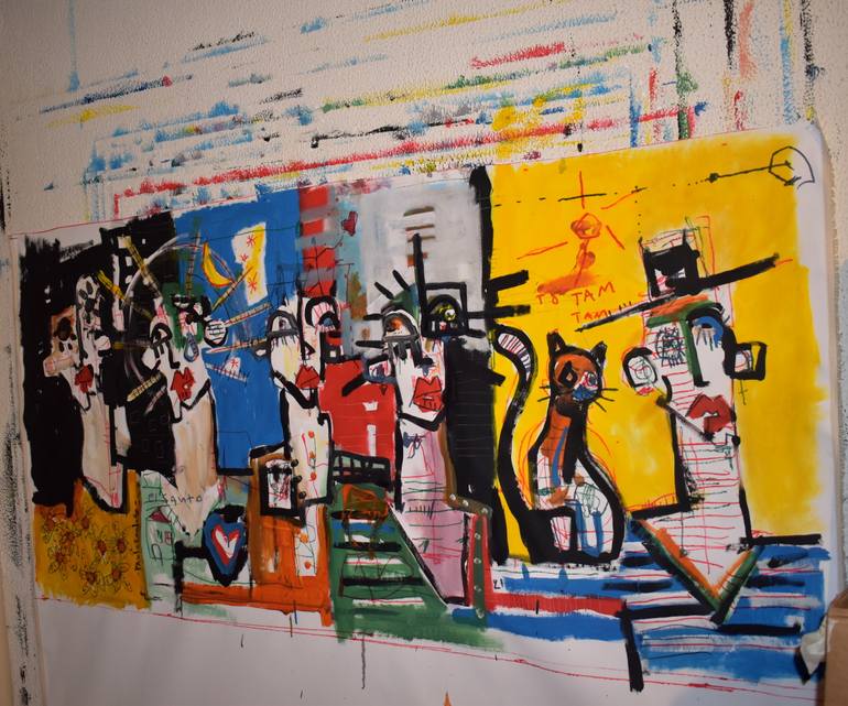 Original Abstract People Painting by Takis Pavlopoulos