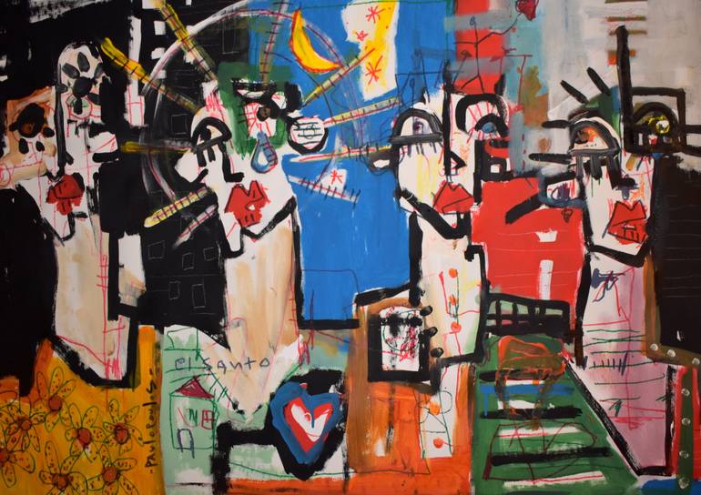Original Abstract People Painting by Takis Pavlopoulos