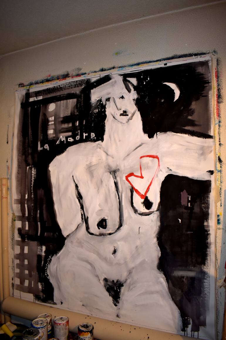 Original Abstract Expressionism Women Painting by Takis Pavlopoulos