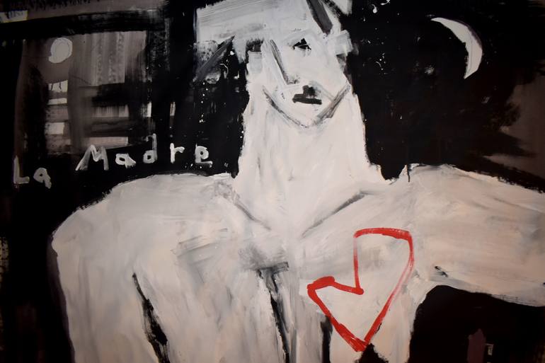 Original Abstract Expressionism Women Painting by Takis Pavlopoulos