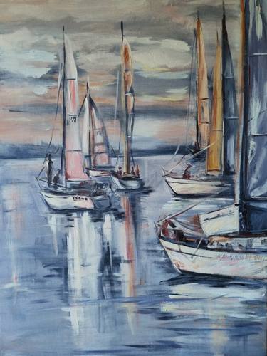 Print of Impressionism Yacht Paintings by Iryna Baklanova