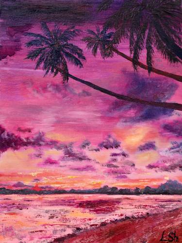 Purple sunset by the beach thumb