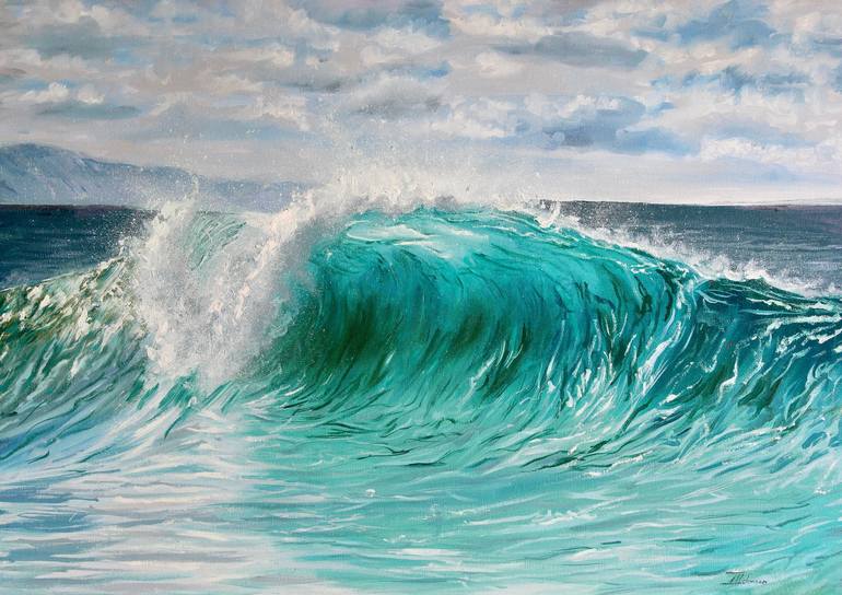 Celebration of life. 50*70 cm. Wave, storm and sea. Original and unique ...