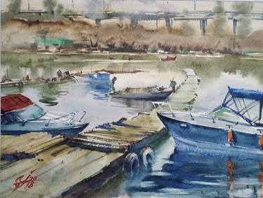 Print of Impressionism Boat Paintings by Igor Trokhymenko