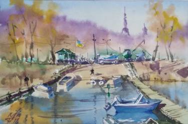 Print of Boat Paintings by Igor Trokhymenko
