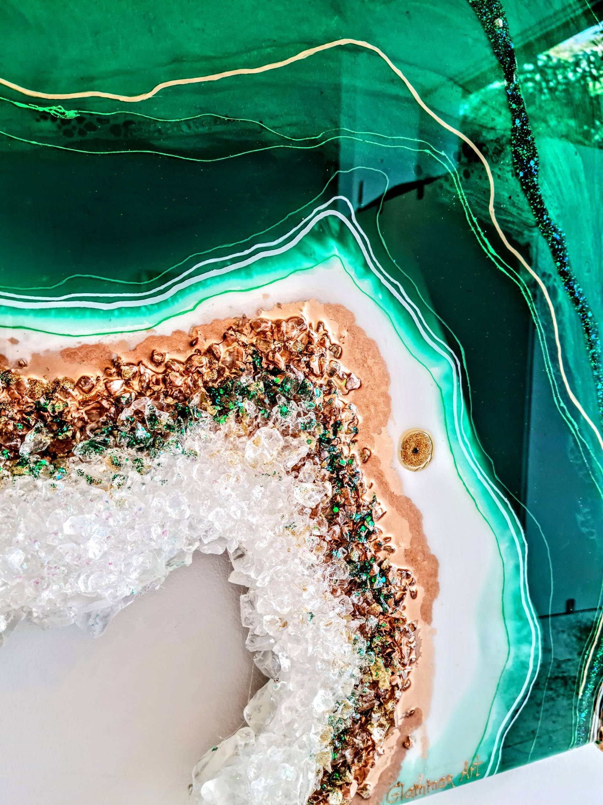 Green Geode Diptych Digital by Karina Ammar