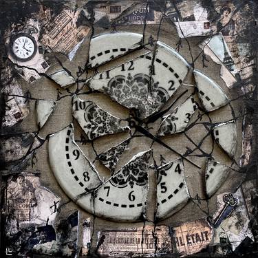 Painting with clock, Broken time, Lost time, surreal art thumb