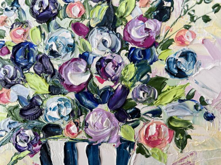 Original Impressionism Floral Painting by Leah Larisa Bunshaft DIZLARKA