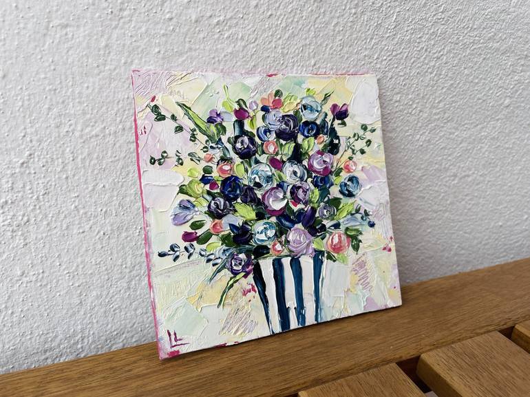Original Impressionism Floral Painting by Leah Larisa Bunshaft DIZLARKA