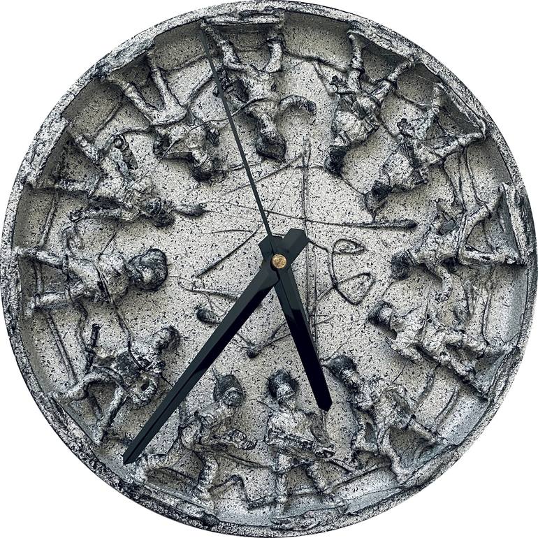 Time of war, clock with soldiers - Print