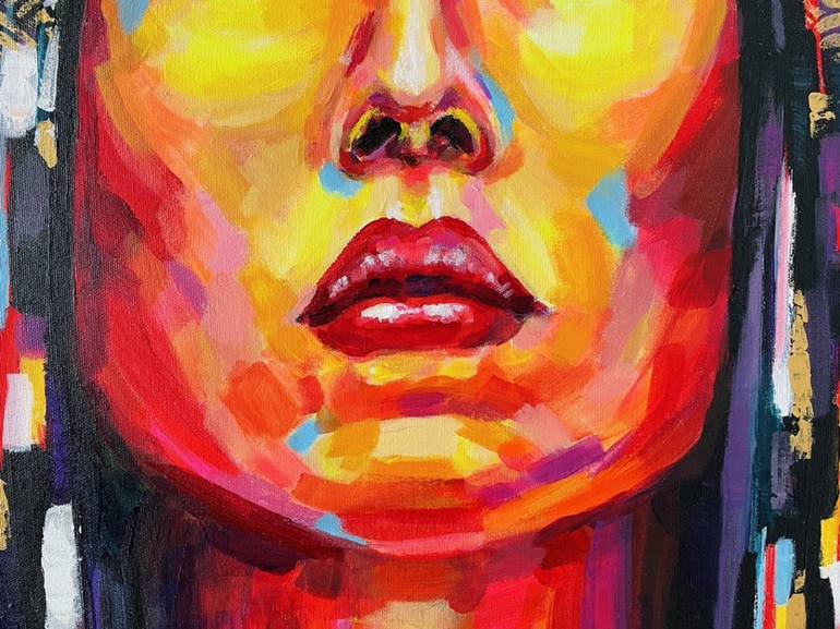 Original Pop Art Portrait Painting by Leah Larisa Bunshaft DIZLARKA