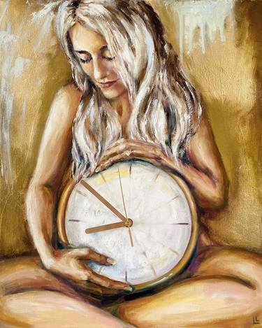 Surreal painting woman with clock "Expectations" thumb