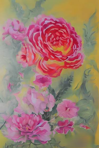 Print of Abstract Floral Paintings by Shaheen Shaikh