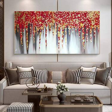 Valentine Special Gift Painting Cherries with Gold 3d Abstract thumb