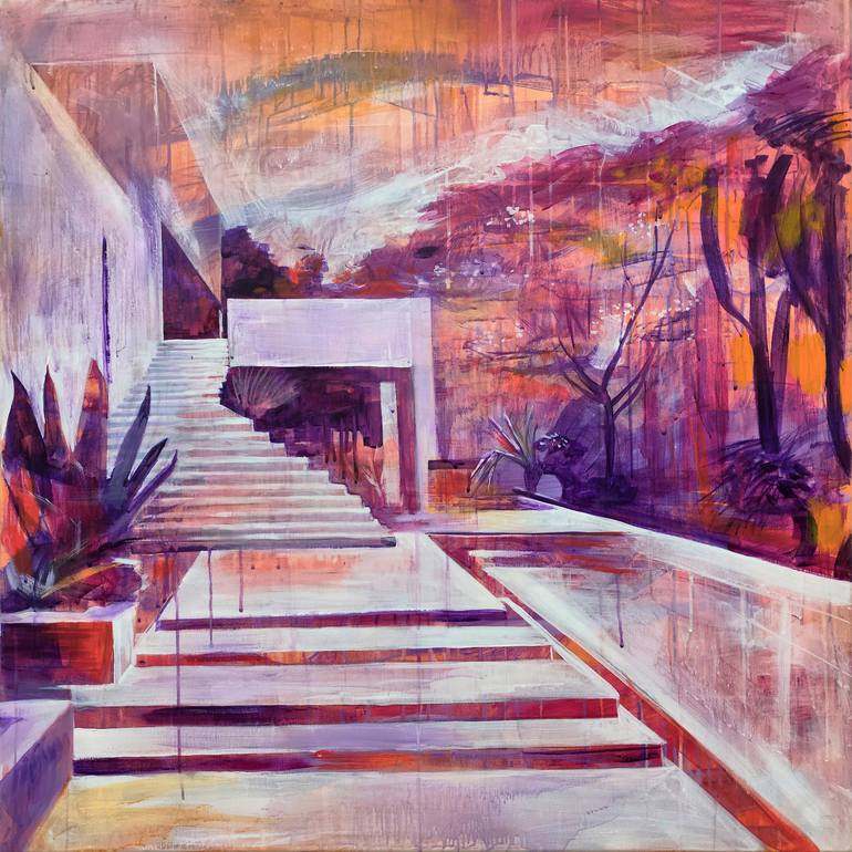 Original Architecture Painting by Erika Balla | Expressionism Art on Canvas | Illusion and reality