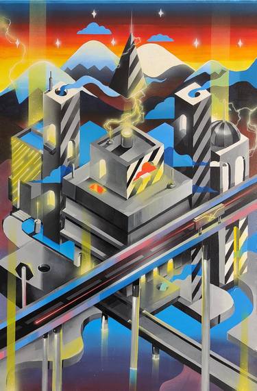 Original Abstract Architecture Paintings by Jorge Calderón