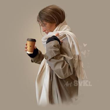 Girl with coffee - Limited Edition of 1 thumb