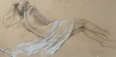 Print of Portraiture Nude Drawings by Ana Delgado