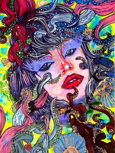Original Abstract Expressionism Fish Paintings by Nicole Legendre