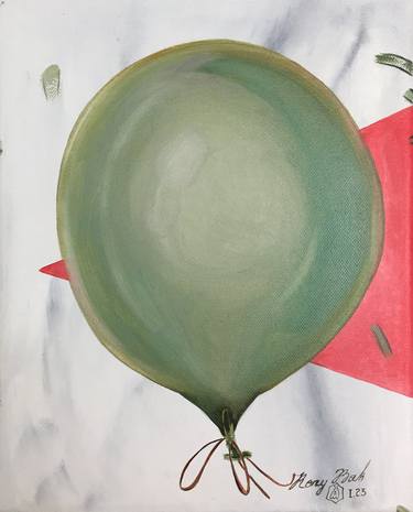 Happy air balloon oil Painting green thumb