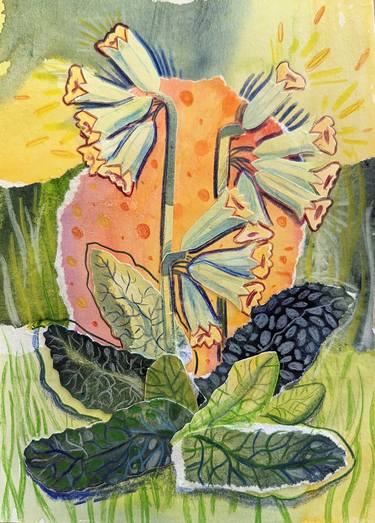 Original Expressionism Floral Collage by Olga Beltsova
